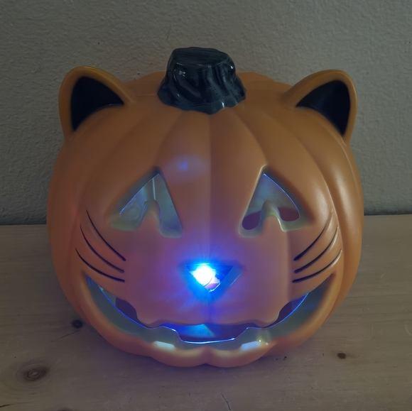 RARE Blow Mold Cat Pumpkin Head Halloween - Picture 3 of 9